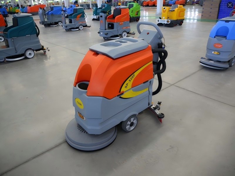 Walk-behind floor scrubber for commercial cleaning